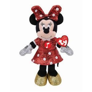 Jucarie de plus Ty Beanie Babies Disney - Minnie cu sclipici si sunete, 25 cm imagine
