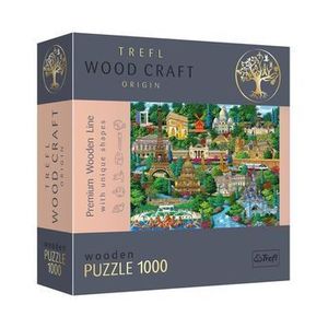 Puzzle Trefl din lemn - Obiective turistice faimoase din Franta, 1000 piese imagine