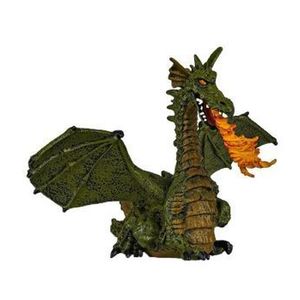 Figurina Papo, Dragon verde inaripat cu flacara imagine