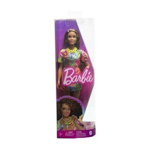 Papusa Barbie Fashionistas - Satena cu rochie cu imprimeu Good Vibes imagine