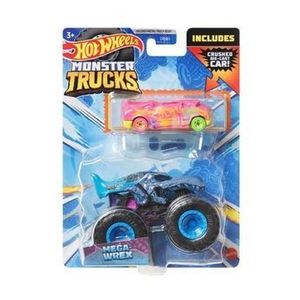 Set Hot Wheels Monster Truck si masinuta metalica - Mega Wrex, scara 1: 64 imagine