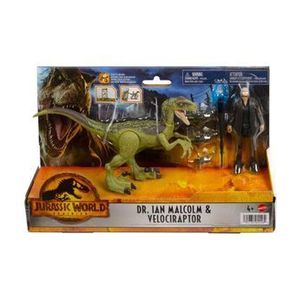 Set figurine Jurassic World Dominion - Dr. Ian Malcolm si Velociraptor imagine