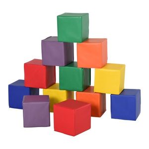 Set HOMCOM 12 Cuburi Moi fara Ftalati, Joc Educativ pentru Copii peste 2 ani, 20x20x20cm, Multicolor imagine
