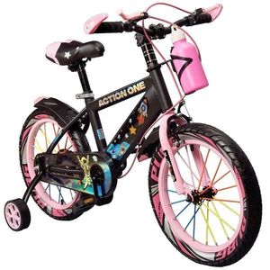 Bicicleta cu roti ajutatoare si bidon pentru apa Kiddo II, Action One, 12 inch, Roz imagine