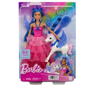 Papusa printesa Barbie cu unicorn, HRR16 imagine