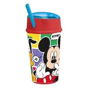 Pahar cu pai si compartiment superior, Stor, Mickey Mouse, 400 ml imagine