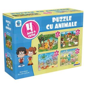 Puzzle 4 in 1, Smile Games, Animale (8, 12, 16, 24 piese) imagine