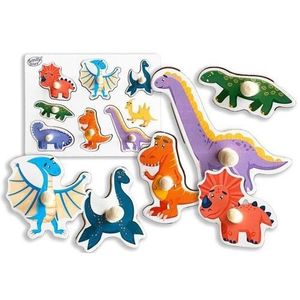 Puzzle dinozauri, Smily Play, Lemn, 7 Piese, Multicolor imagine