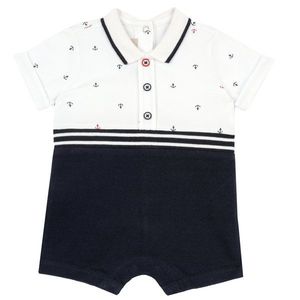 Salopeta bebe Chicco, pantaloni scurti, Alb Cu Bleumarin, 51321-66MFCI imagine