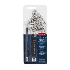 Creion mecanic metalic Derwent Professional, HB 0.7 mm, rezerve mine si radiere incluse, negru imagine