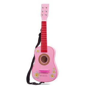Chitara din lemn, roz cu flori imagine