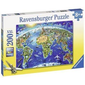 Puzzle Harta cu monumentele lumii, 200 piese imagine