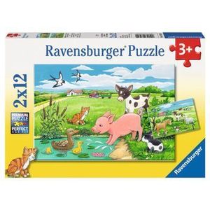 Puzzle Pui de animale la ferma, 2 x 12 piese imagine