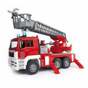 Jucarie Bruder, Emergency - Camion de pompieri Man Tga cu scara, pompa de apa si sirena imagine