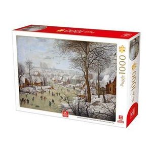 Puzzle adulti Deico Pieter Bruegel cel Tanar - Winter Landscape with Skaters and Birds Trap, 1000 piese imagine