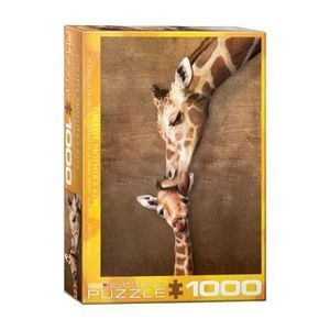 Puzzle Eurographics - The mother Giraffe and its girafon, 1000 piese imagine