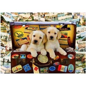 Puzzle Bluebird - Two Travel Puppies, 100 piese imagine