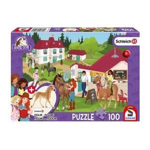 Puzzle Schmidt - Schleich - Horse Club - Grajduri de echitatie, 100 piese + figurine animale cadou imagine