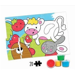 Puzzle de colorat Educa - Farm Animals, 20 piese imagine