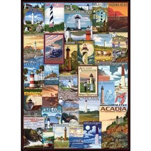Puzzle Eurographics - Lighthouses Vintage Posters, 1000 piese imagine