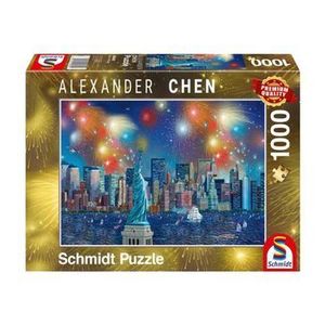Puzzle Schmidt - Alexander Chen: Statue Of Liberty With Fireworks, 1000 piese imagine