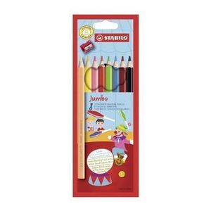 Stabilo - Set 8 creioane colorate Jumbo cu ascutitoare imagine