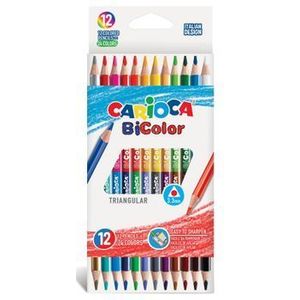 Creioane colorate Carioca BiColor, triunghiulare, bicolore, 12 culori imagine