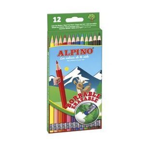 Creioane colorate cu guma Alpino Erasable, cutie carton, 12 culori imagine