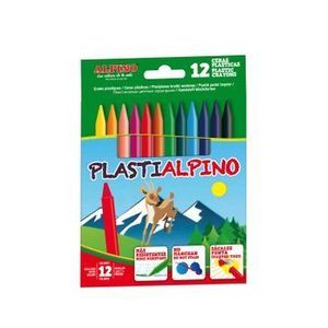 Creioane cerate din plastic Plasti Alpino, cutie carton, 12 culori imagine