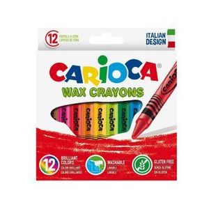Creioane cerate Carioca Wax Crayons, rotunde, lavabile, D- 8 mm, 12 culori imagine