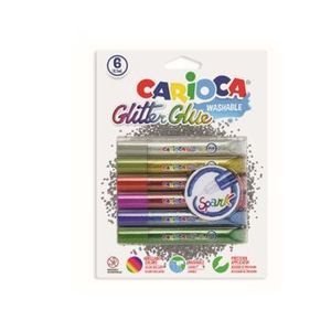 Lipici Glitter, lavabil, 6 culori, Carioca Glitter Glue Spark imagine