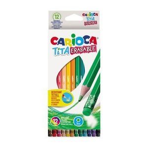Creioane colorate Carioca Tita Erasable, hexagonale, flexibile, erasable, 12 culori, cu guma imagine
