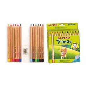 Creioane colorate triunghiulare Alpino Trimax Jumbo, cutie carton, 12 culori imagine