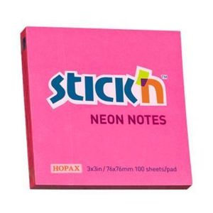Notes autoadeziv Stick'n, 100 file, roz neon, 76x76 mm imagine
