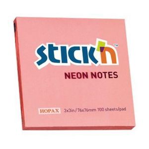 Notes autoadeziv Stick'n, 100 file, corai neon, 76x76 mm imagine
