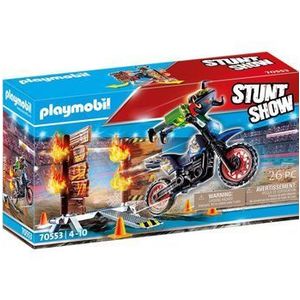 Playmobil Stunt Show - Motocicleta cu perete de foc imagine
