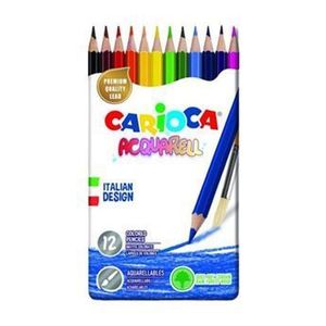 Creioane colorate Carioca Acquarell, cutie metalica, 12 culori imagine