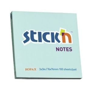 Notes autoadeziv Stick'n, 100 file, albastru pastel, 76x76 mm imagine