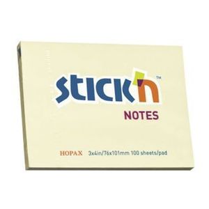 Notes autoadeziv Stick'n, 100 file, galben pastel, 76x101 mm imagine