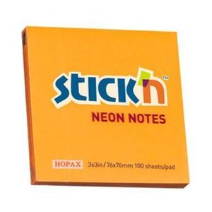 Notes autoadeziv Stick'n, 100 file, portocaliu neon, 76x76 mm imagine