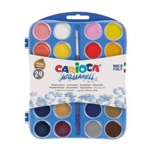 Acuarele lavabile Carioca + 2 pensule, 24 culori imagine