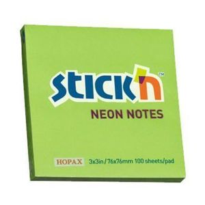 Notes autoadeziv Stick'n, 100 file, verde neon, 76x76 mm imagine