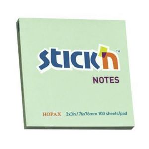 Notes autoadeziv Stick'n, 100 file, verde pastel, 76x76 mm imagine