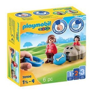 Playmobil 1.2.3, Mama si fetita cu masinuta catel imagine