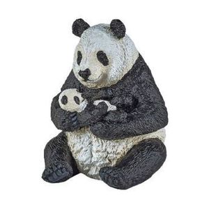 Figurina Urs Panda sezand cu pui in brate imagine