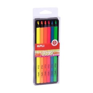 Set creioane colorate Apli Jumbo, Fluo, 6 bucati imagine