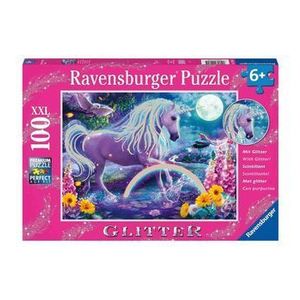 Puzzle Unicorn, cu sclipici, 100 piese imagine
