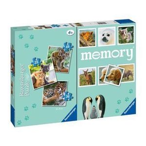 Puzzle si joc de memorie 3 in 1 - Animale, 110 piese imagine