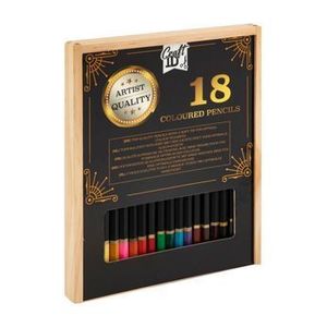 Set creioane colorate Craft, cutie lemn, 18 buc imagine
