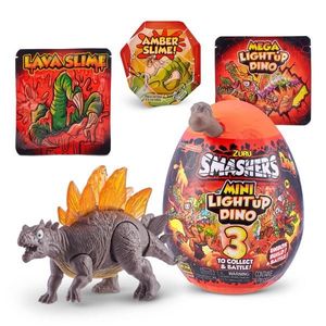 Figurina dinozaur in ou, Smashers, Mini Light Up Dino, Gri, 13 cm imagine